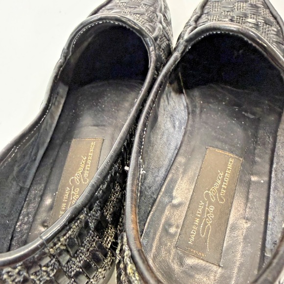 Vintage Sesto Meucci Loafers Shoes Womens 5.5 Black Weave Leather Slip On Italy - Picture 11 of 16